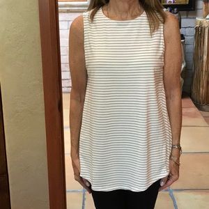 J Jill size S Luxe striped tank.White w/Khaki green stripes